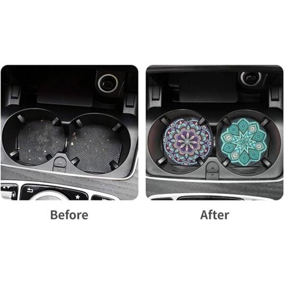 Car Cup Coasters Decorative Design 4-Pack Cup Holder Anti Slip Rubber Vehicle - Picture 5 of 7